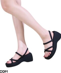 Giày Sandal Nữ Quai Chéo Đế Xuồng Cao 7CM